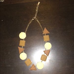 Tan/white geometric statement necklace